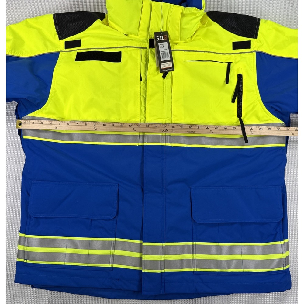 5.11 Tactical Hi-Vis Responder Parka Jacket Men's 3XL Royal Blue Hooded NWT - Picture 3 of 10